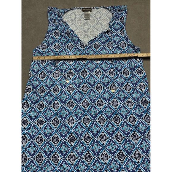 Tommy Bahama Blue Geometric Print Sleeveless V Neck Midi Dress Size M - Picture 3 of 6